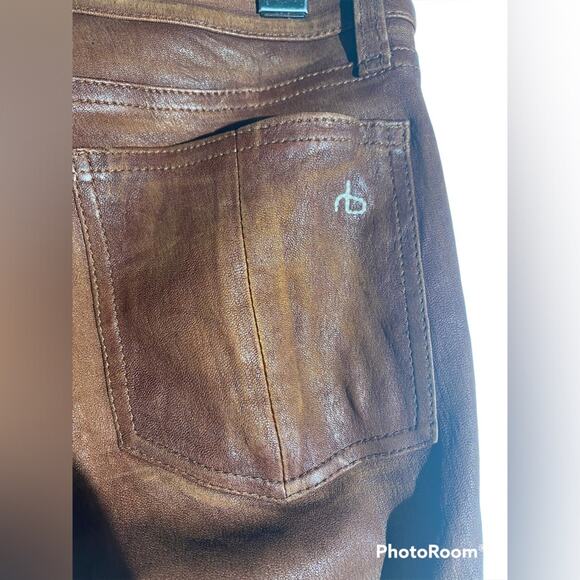 Rag and Bone cognac brown lamb leather pants jeans sz 26 - Picture 5 of 8